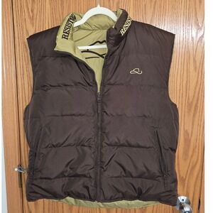 Resistol Ranch Mens Brown/Green Reversible Puffer Vest Down Fill size Large